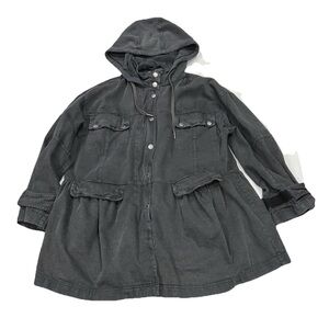 We The Free People Full Zip Gray Coat Hooded Oversized Parka Jacket XS LAGENLOOK